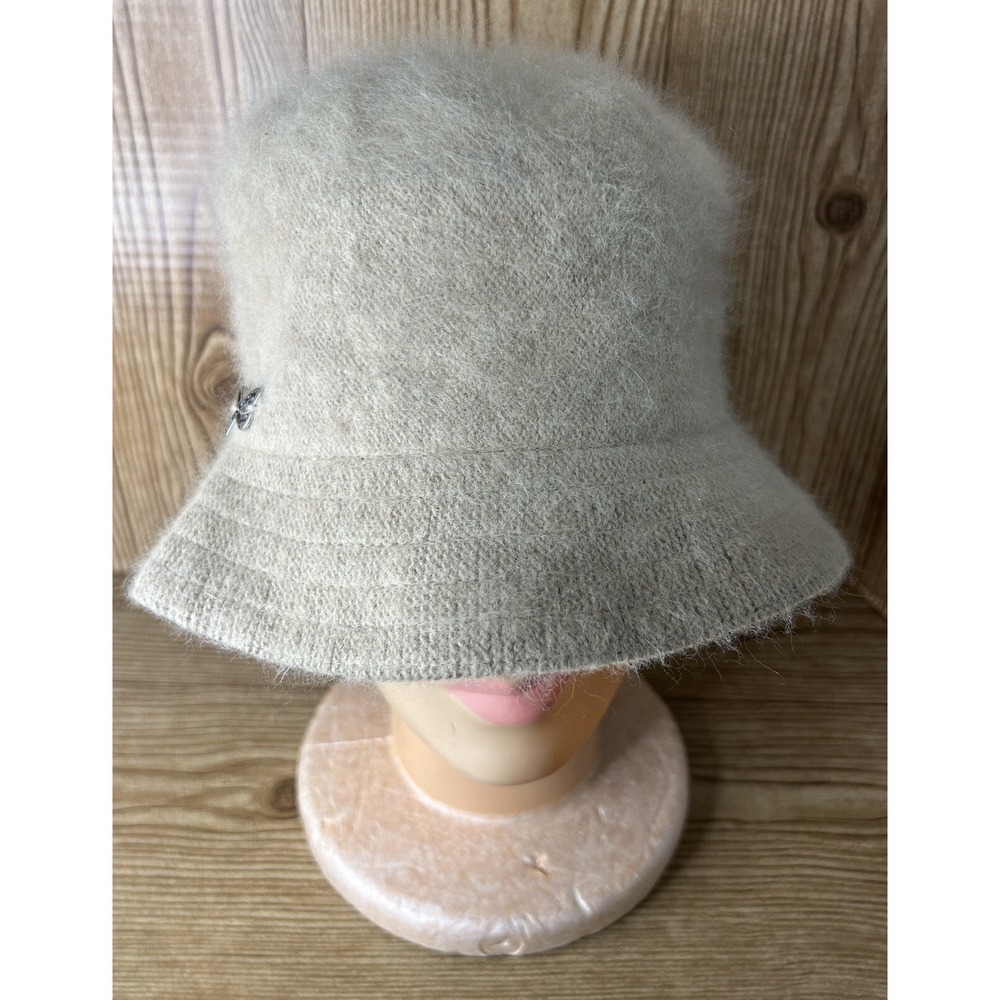 Betmar New York Knit Hat Angora Rabbit Hair Wool Blend Women's Hat Ivory Cream